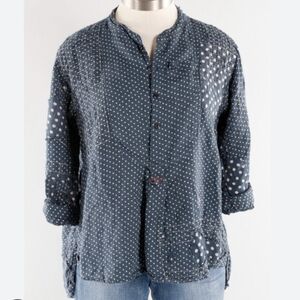 Magnolia Pearl Blue Polka Dot Button Down Henry Shirt